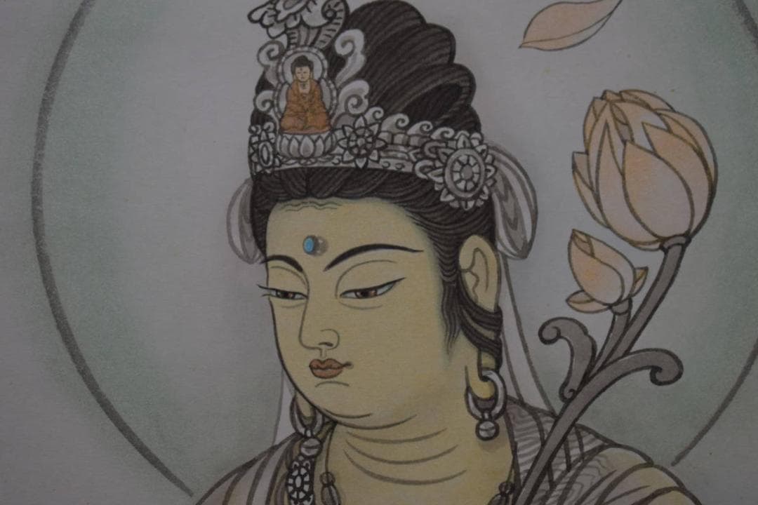 不詳/無落款/観音図/布袋屋掛軸HI-998