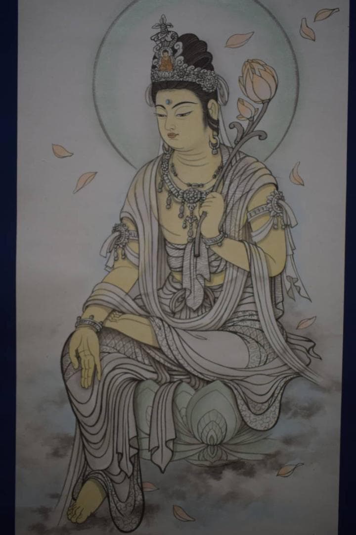 不詳/無落款/観音図/布袋屋掛軸HI-998