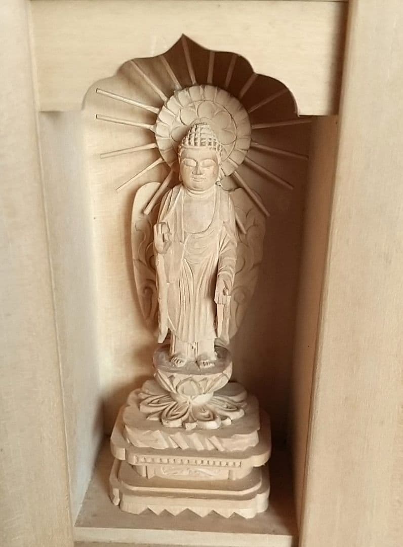 阿弥陀如来立像【極小】#401 厨子入り 木彫 仏像