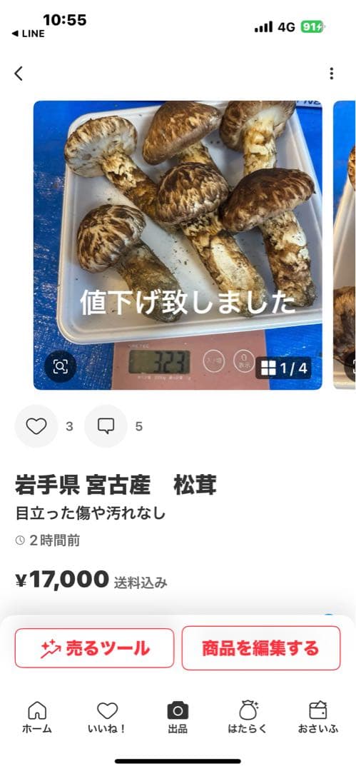 岩手県 宮古産　松茸