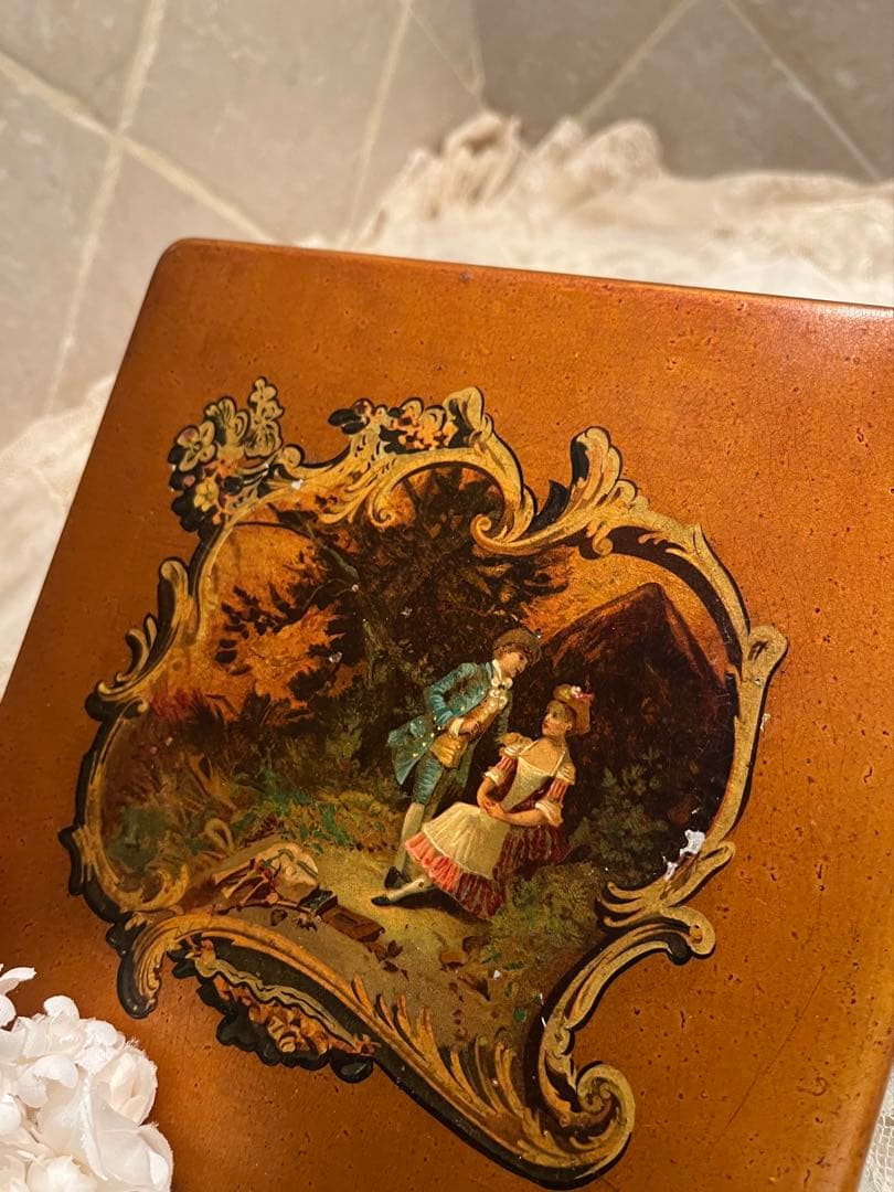 ◆フランスアンティーク｜希少ロココジュエリーボックスケースブロンズ金パリ木箱小箱