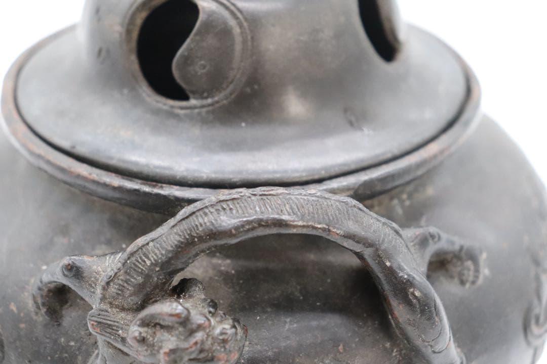 中国　清時代　銅製香炉　龍　大明宣徳年製銘　送料込み250517