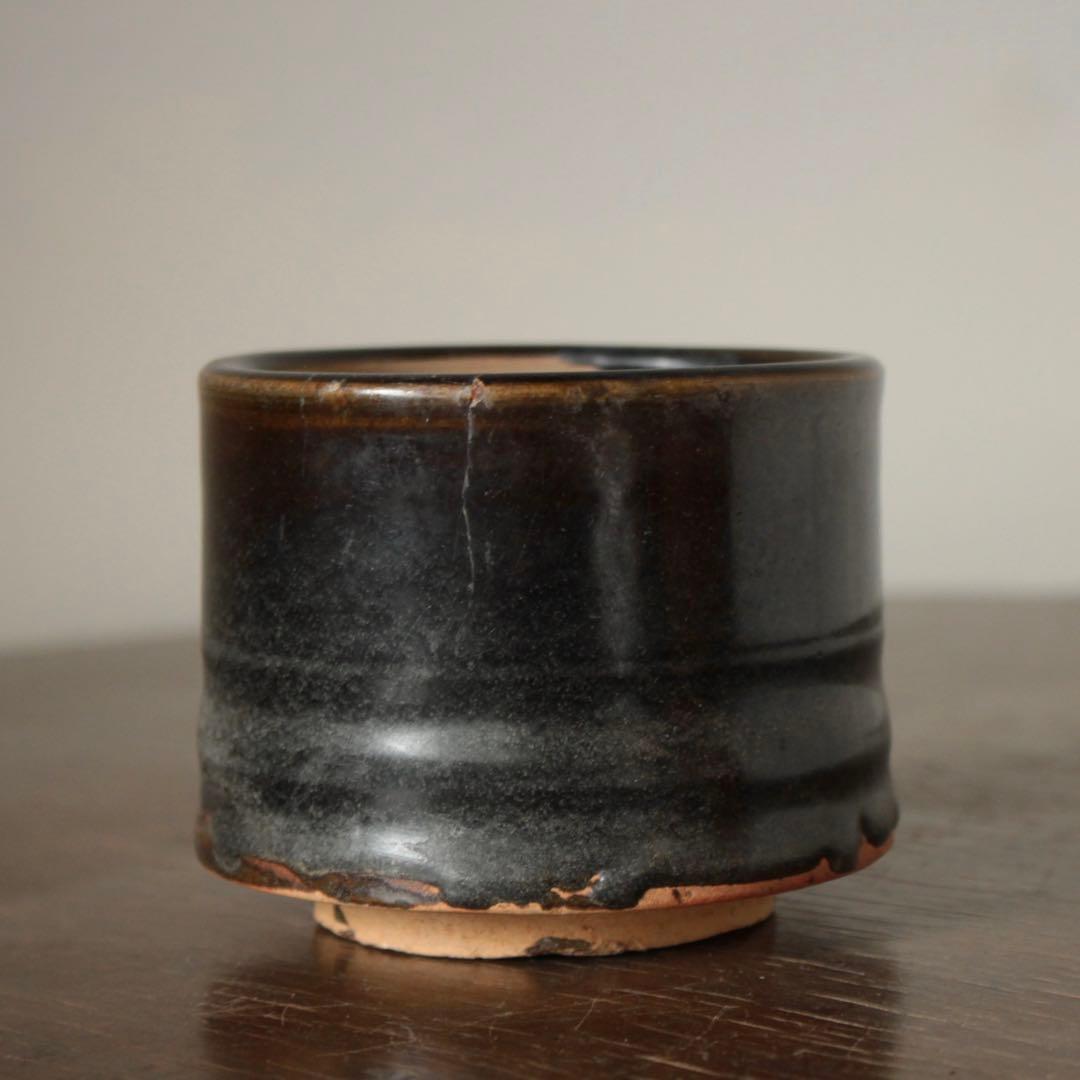 壺屋 褐釉 火入 筒茶碗 古美術 古道具 アンティーク 壺屋焼