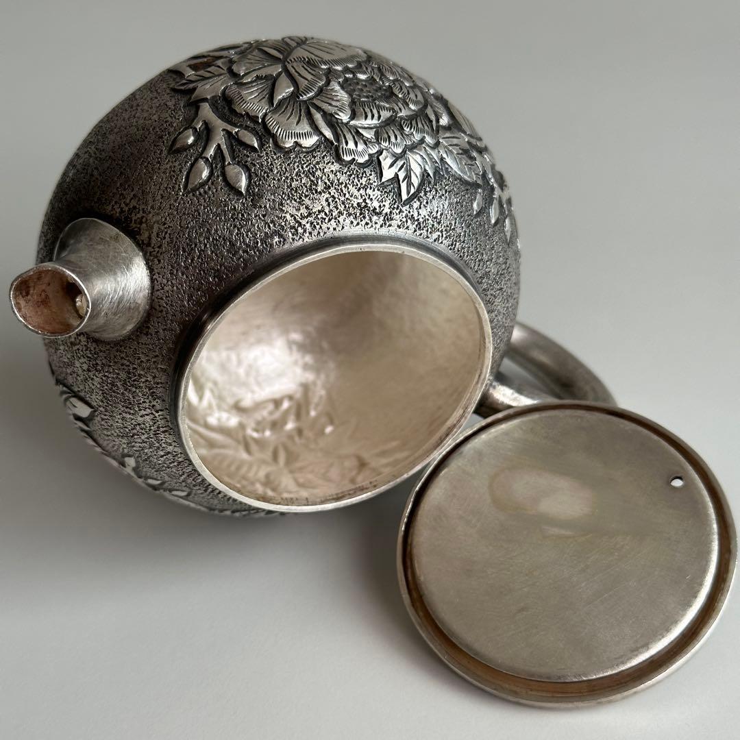 M*a様 銀製 茶器 茶道具 急須 足銀999 牡丹 金属工芸