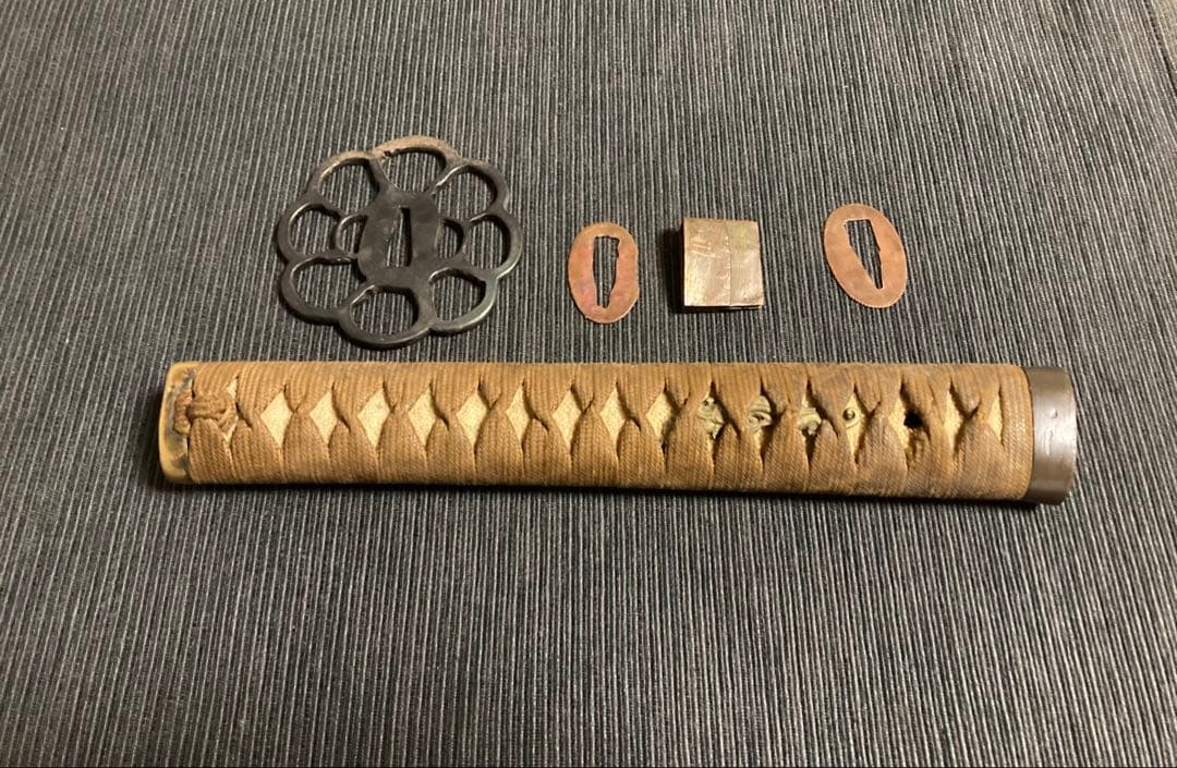 刀装具　大刀柄前　天龍の図目貫　透かし鍔　二重ハバキ　幕末拵え