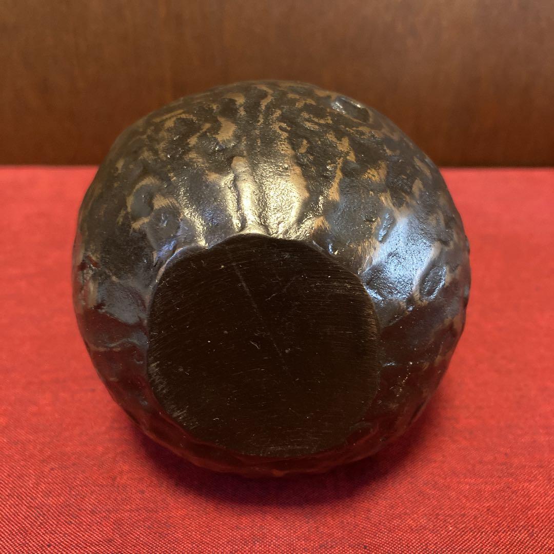 【03501】 鋳鉄 銅器 瓢箪 花瓶 一輪挿し 在銘