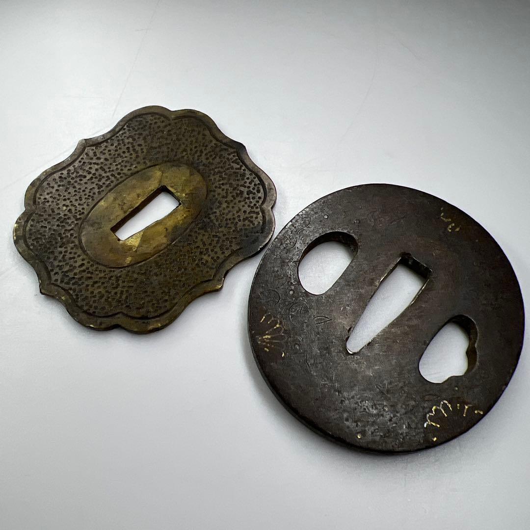 江戸時代　刀装具　金象嵌鍔2点　124g 東Y7-0820ア㉞