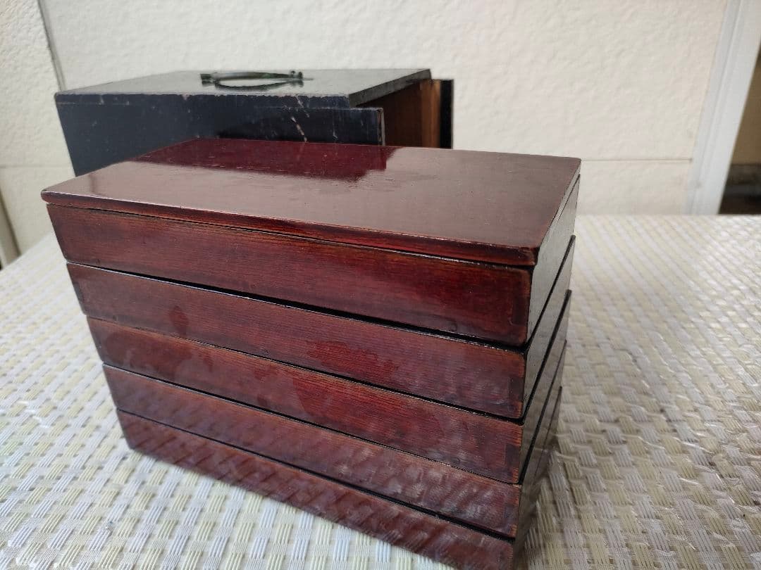 ●アンティーク 和箱 杉製 五段 重箱 ジュバコ レトロ 日本 和モダン