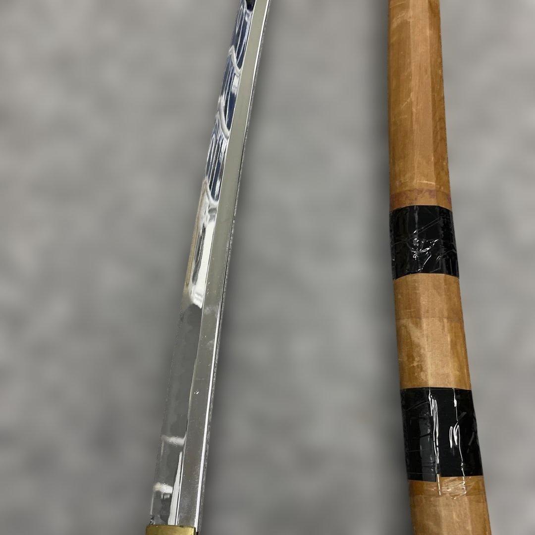 未開刃，模造刀、白鞘 刀 剣 長尺模造刀 木製ハンドルの湾刀 約100cm 紫鞘