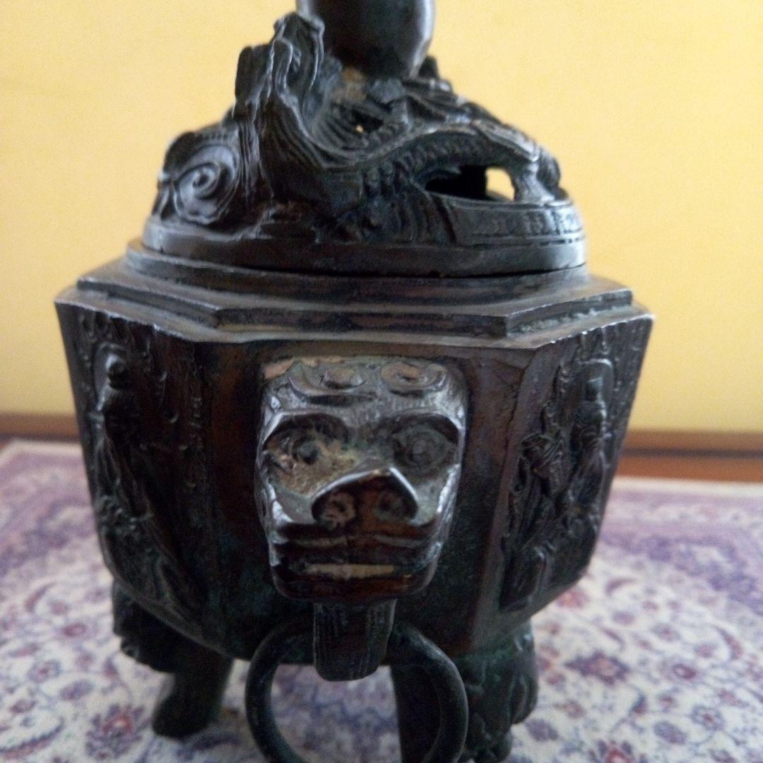 中国古玩　銅製三足香呂　大明宜徳年製