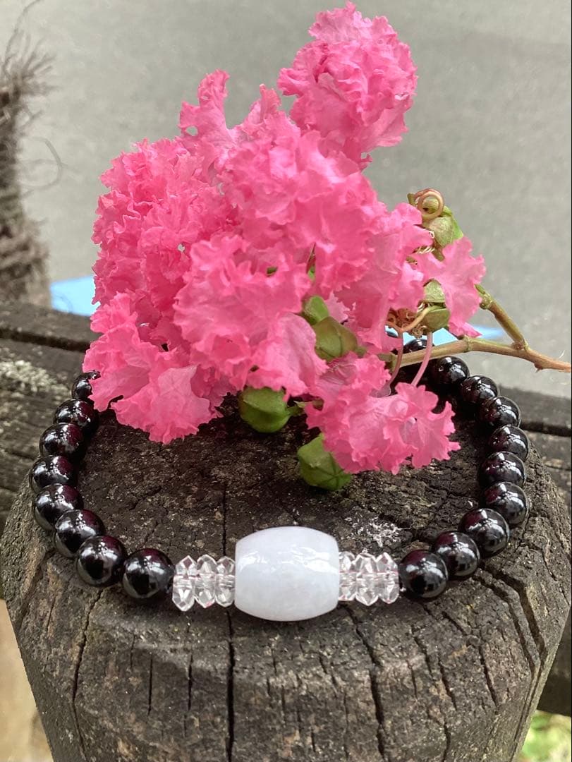 ✳お値段最安値‼️ 本物ブレスレット　糸魚川翡翠棗型&黒平スモーキークォーツ水晶