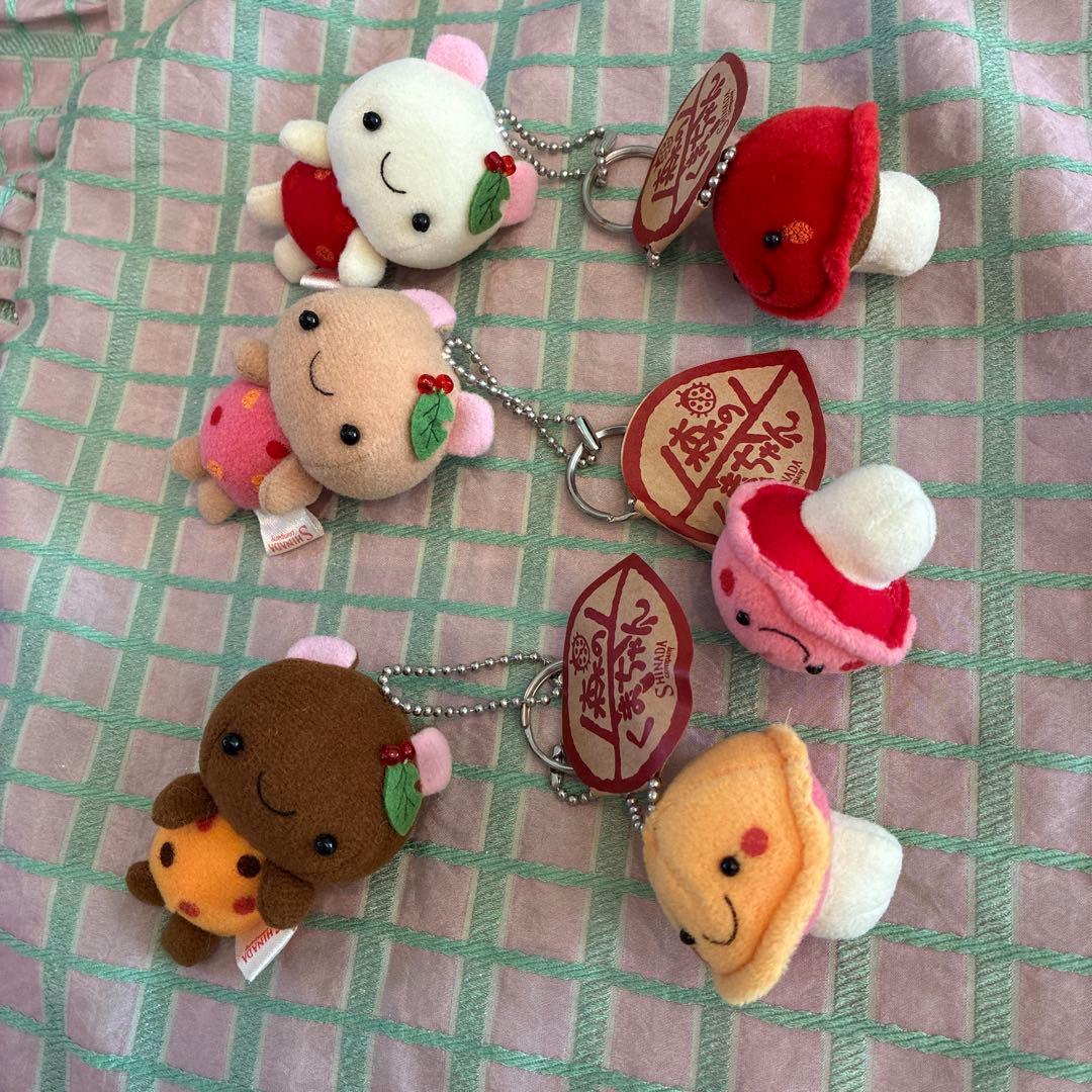 シナダ　平成レトロ　きのこ　くまちゃん　マスコットキーチェーン　3つ