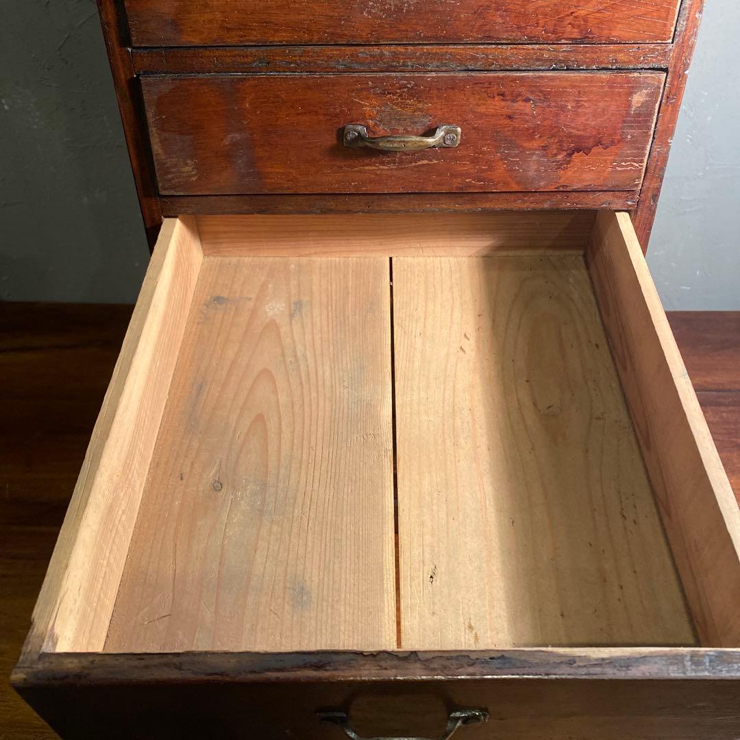 時代物 虫喰い 五段小引き出し 大正 昭和初期 小家具 古民家 骨董品 時代箪笥