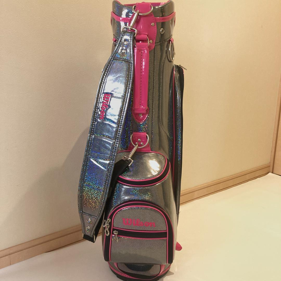 【みさこ】ウィルソン ゴルフ キャディバッグ シルバーラメ ピンク ハート