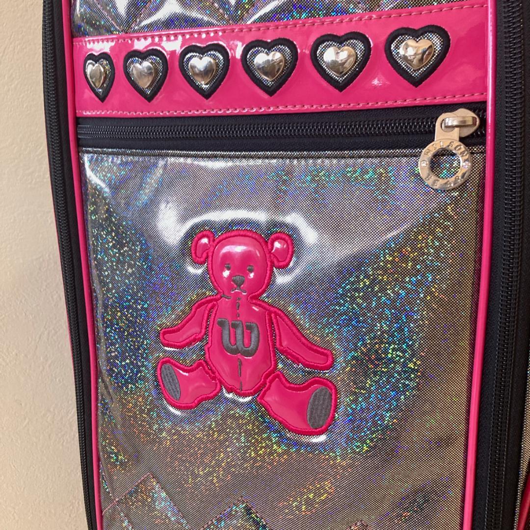 【みさこ】ウィルソン ゴルフ キャディバッグ シルバーラメ ピンク ハート