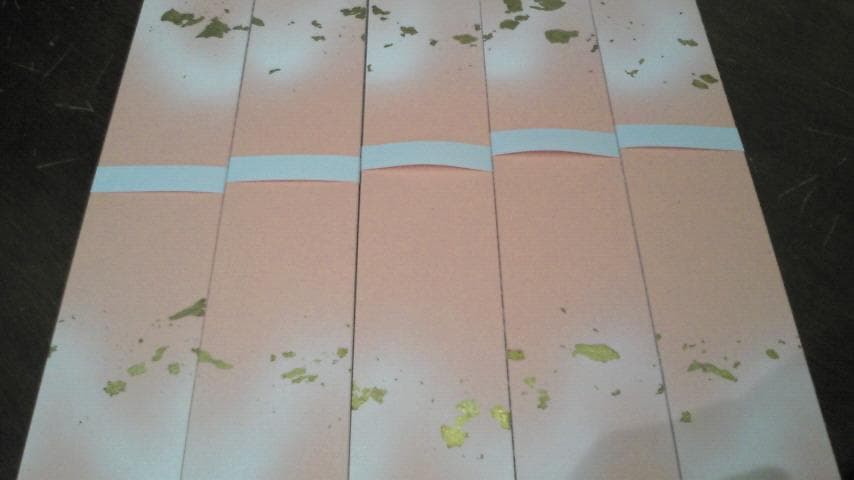 短冊　歌用　古代色ぼかし　朱　新品未使用