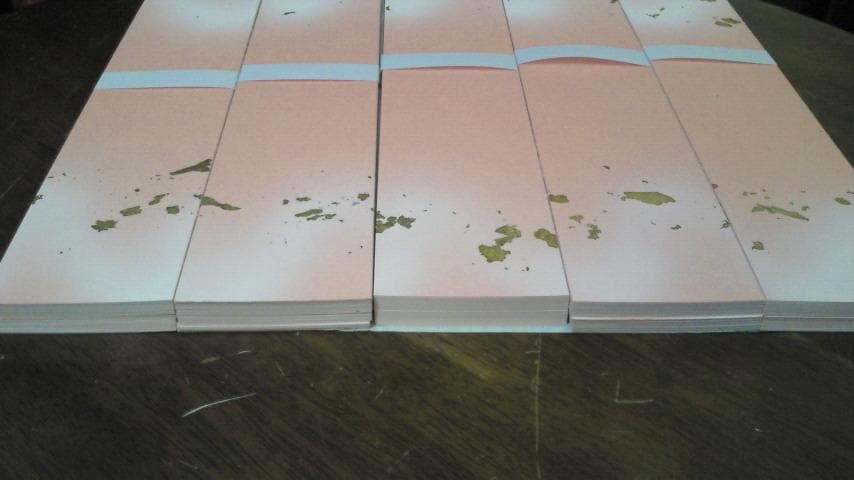 短冊　歌用　古代色ぼかし　朱　新品未使用