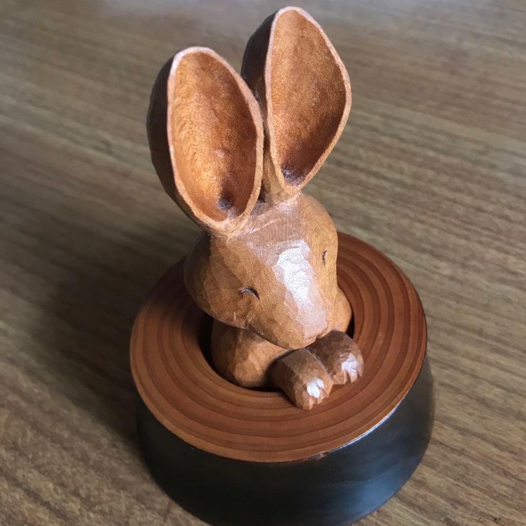 ウサギの木彫り　和歌山　龍神村