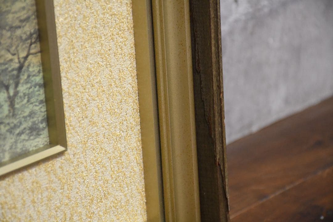 EEK119 林雲渓 (林雲谿) 日本画 山雲暁色 額装 風景画 共シール 直筆