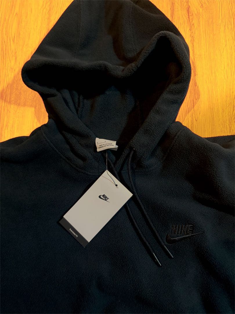 ナイキ NIKE フーディ フリースパーカー　プルオーバー 刺繍　S ブラック