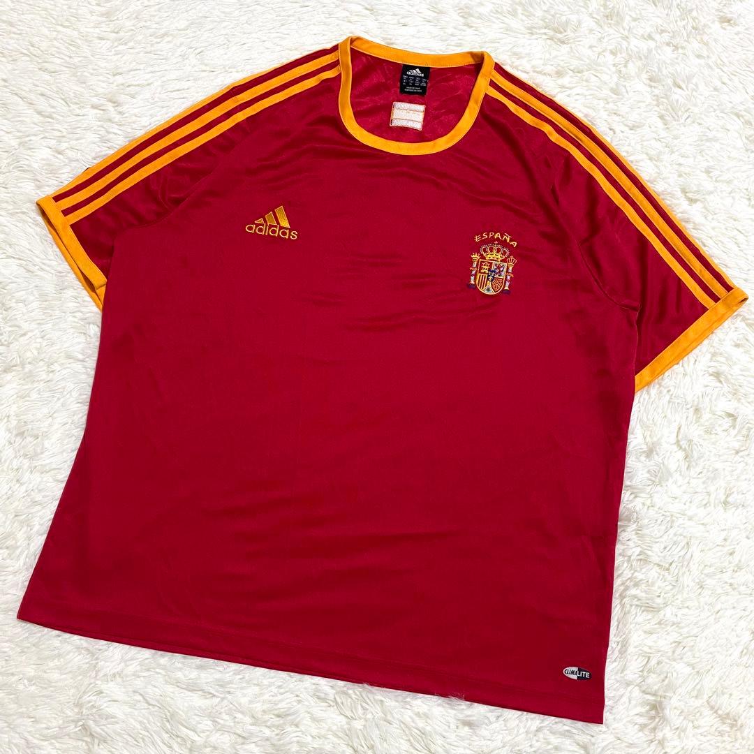 アディダス　スペイン代表　ゲームシャツ　刺繍ロゴ　スリーストライプ　ユーロ　XL