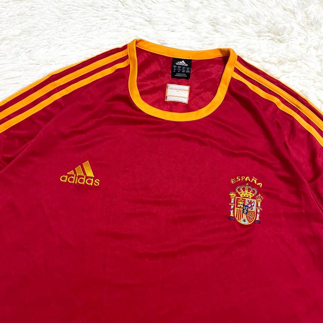 アディダス　スペイン代表　ゲームシャツ　刺繍ロゴ　スリーストライプ　ユーロ　XL