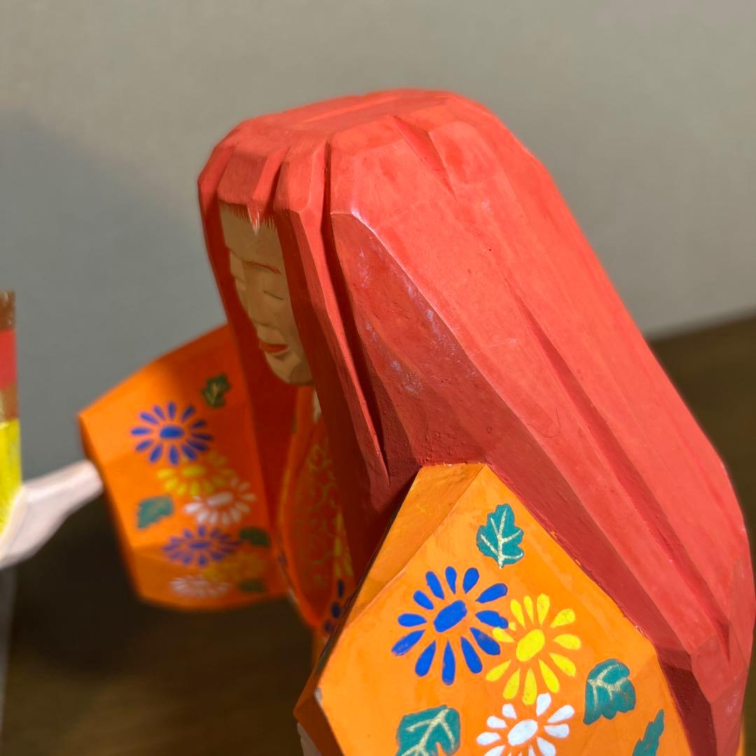 白鹿園 奈良人形一刀彫 染川宗進作 猩々 共箱付き