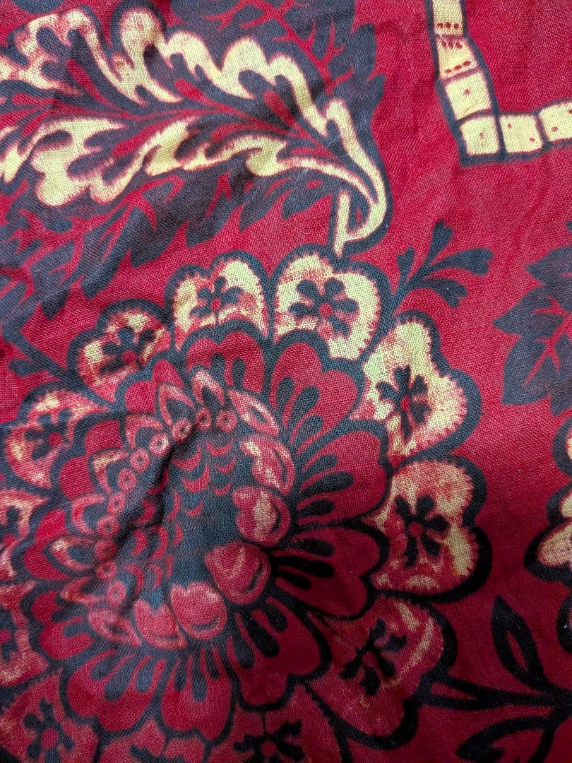 アンティーク　未裁断バンダナ　ダイス　フランス　1900s