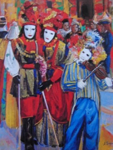 津川明美、水の都カーニバル、希少な画集より、新品高級額・額装付、状態良好