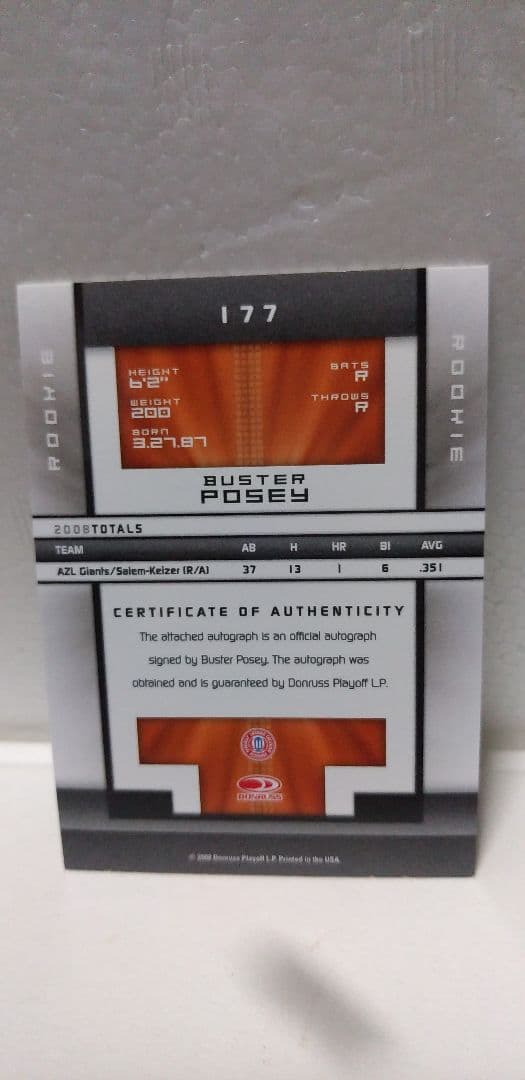 ゲームセンター・ゲームカード MLB  BUSTER POSEY ROOKIE AUTOGRAPH