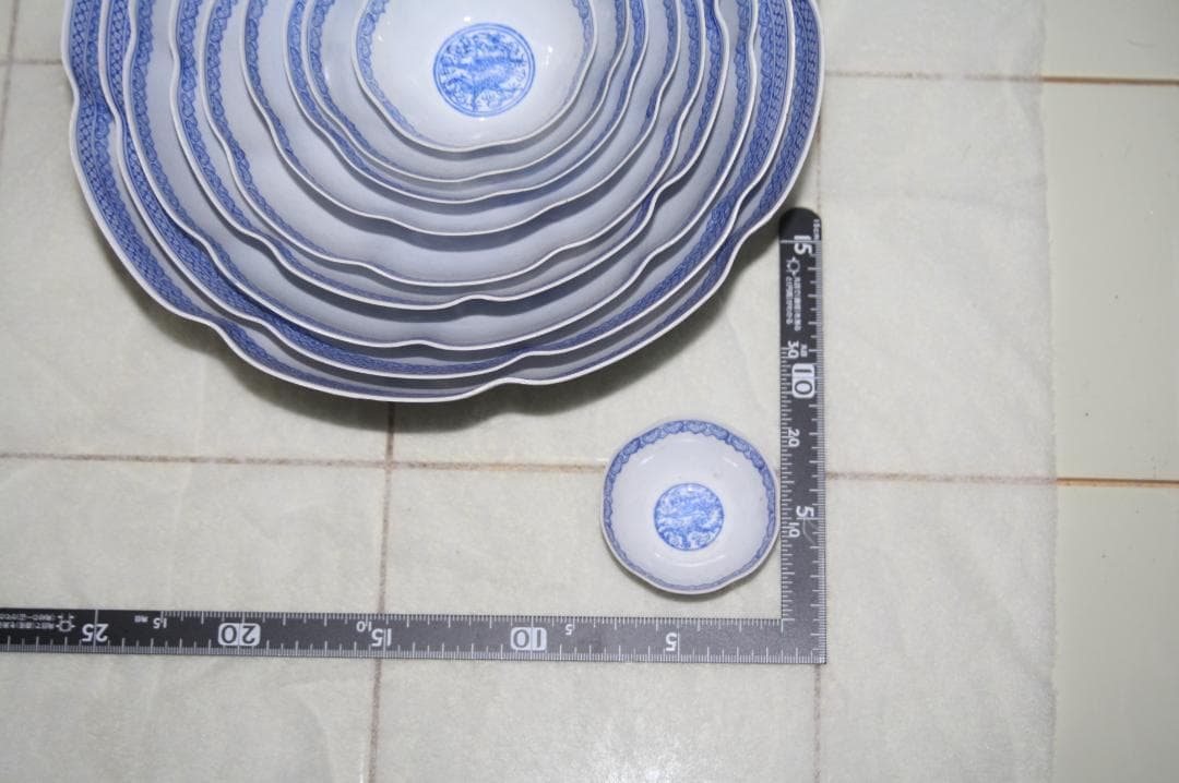 乾隆年製 ネスティングボール　ブルー・ホワイト 10個 セット