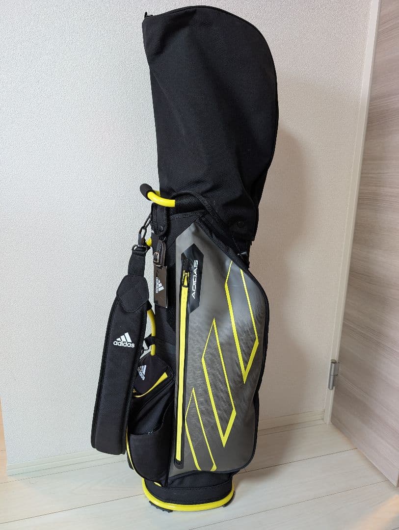 【美品】軽量 adidas キャディバッグ 黒/黄色　9型