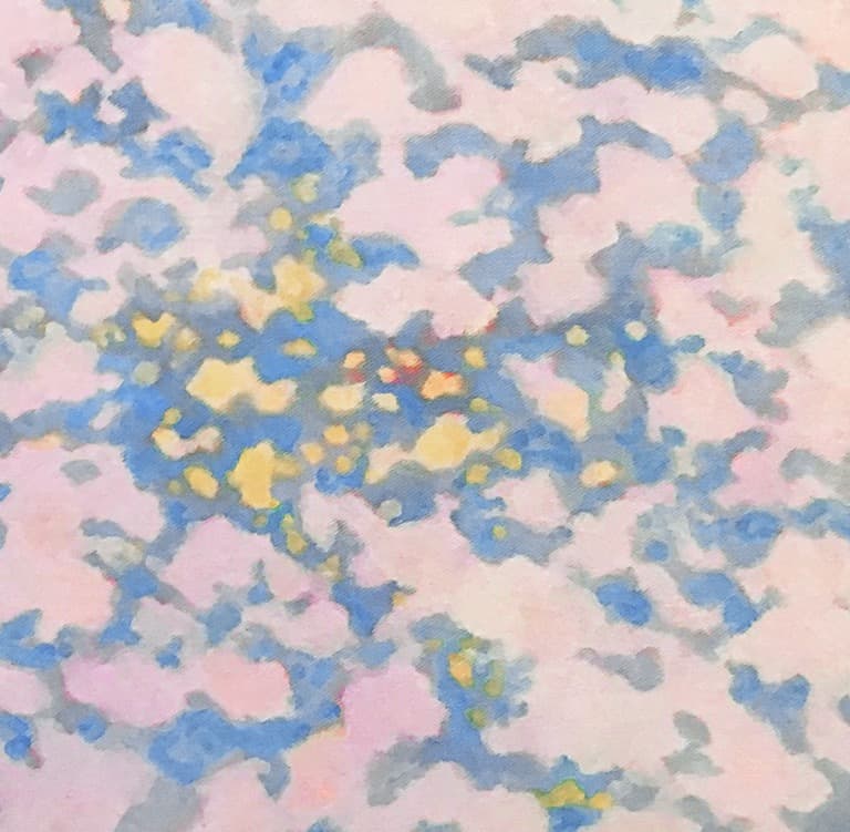 絵画 846 油絵/抽象画風/自然のパターン/青/ピンク/S8号