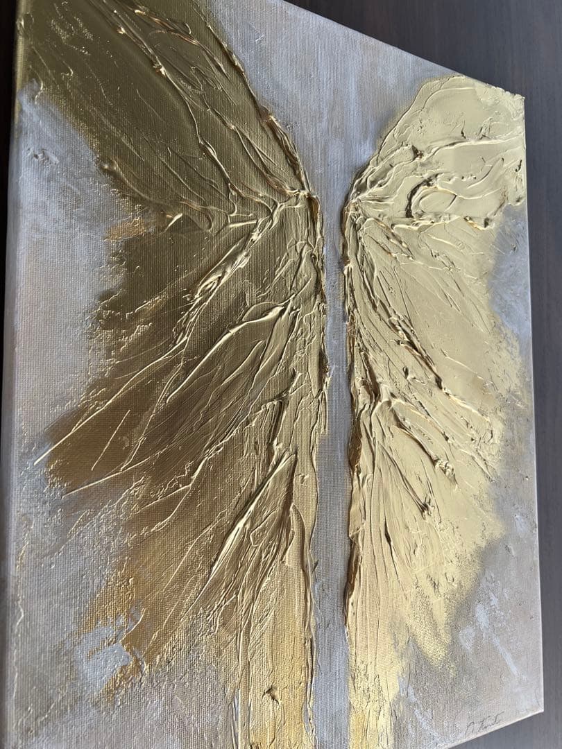 インテリア/絵画/アート/抽象画/モダン/ホテル/ホワイト/ゴールド/羽