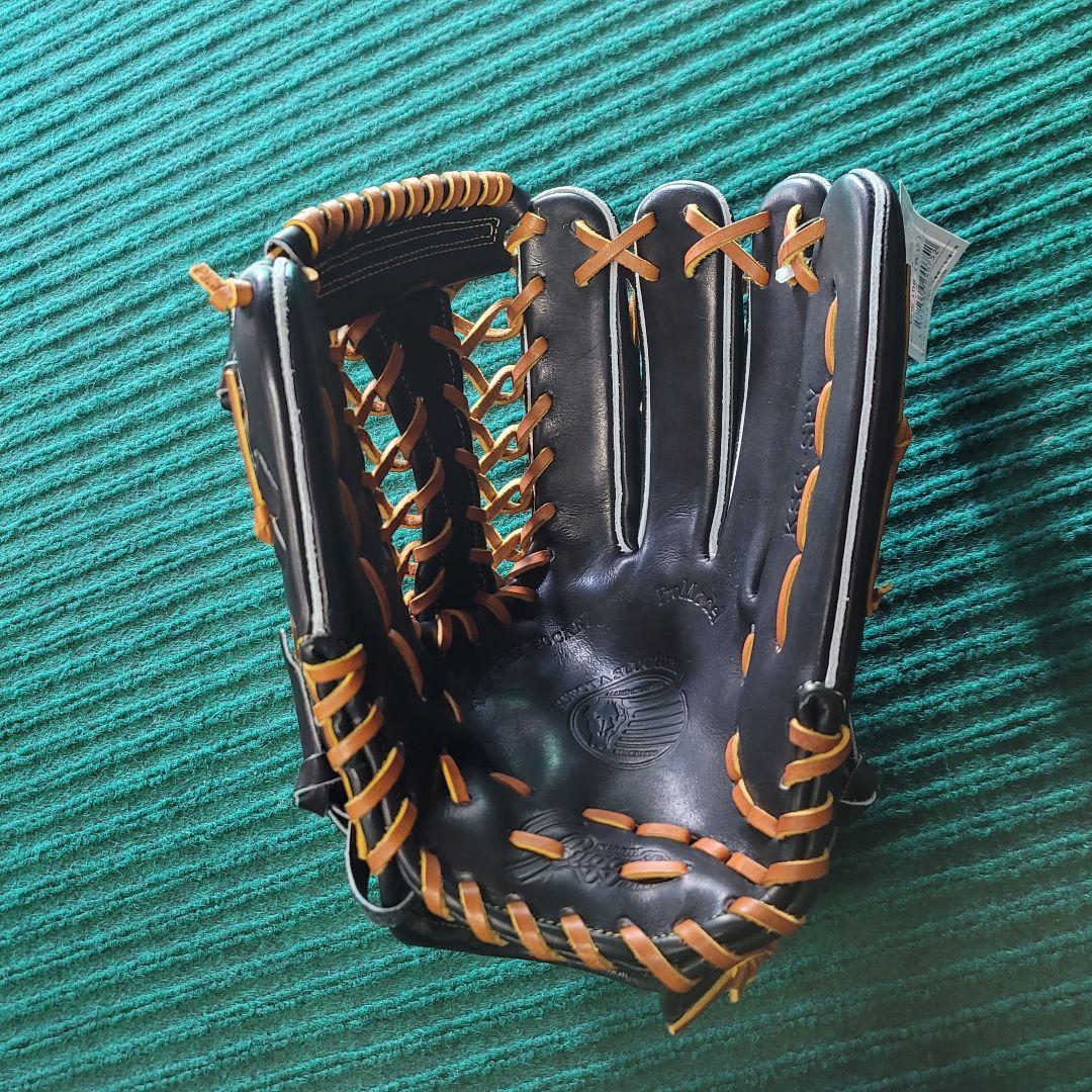久保田スラッガー　硬式用　外野手　黒×タン　未使用品　KSG-SPY　グラブ袋付