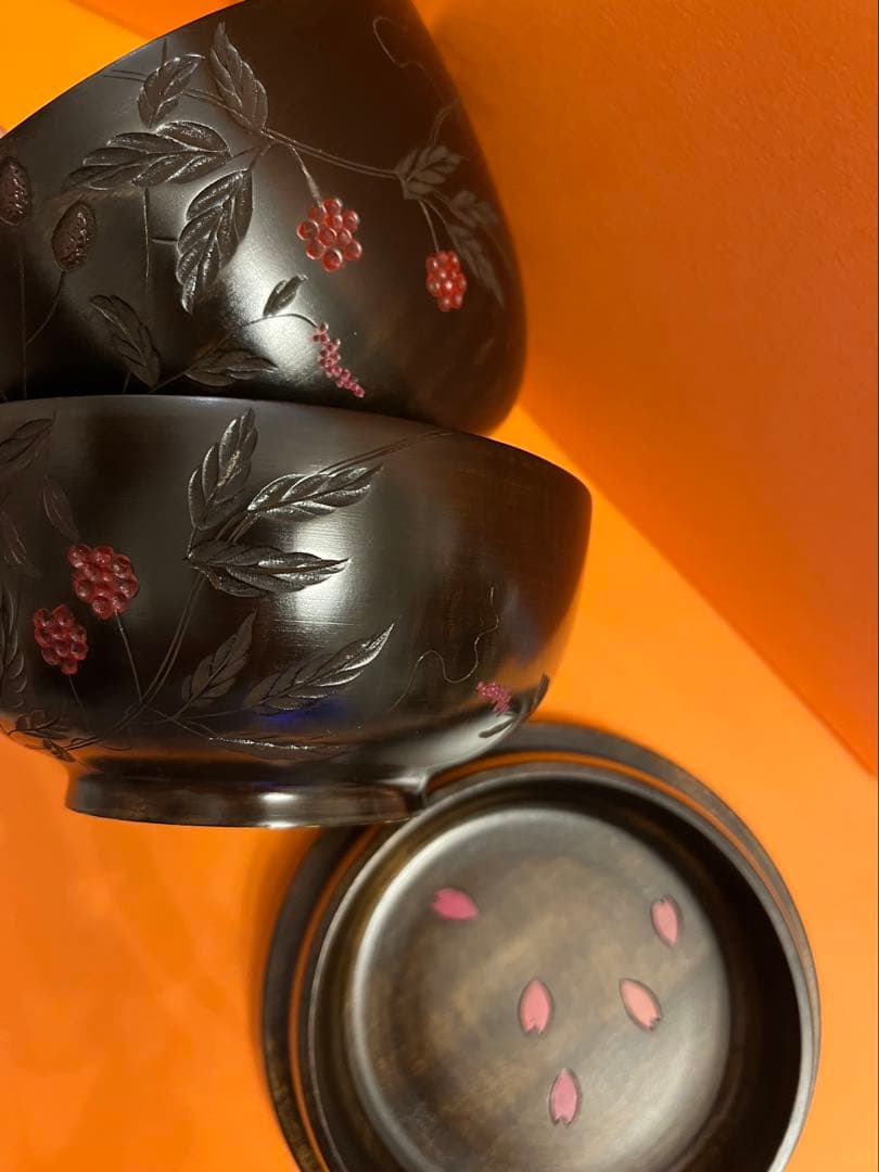 川添日記　散歩の友　お弁当　草木彫　漆器