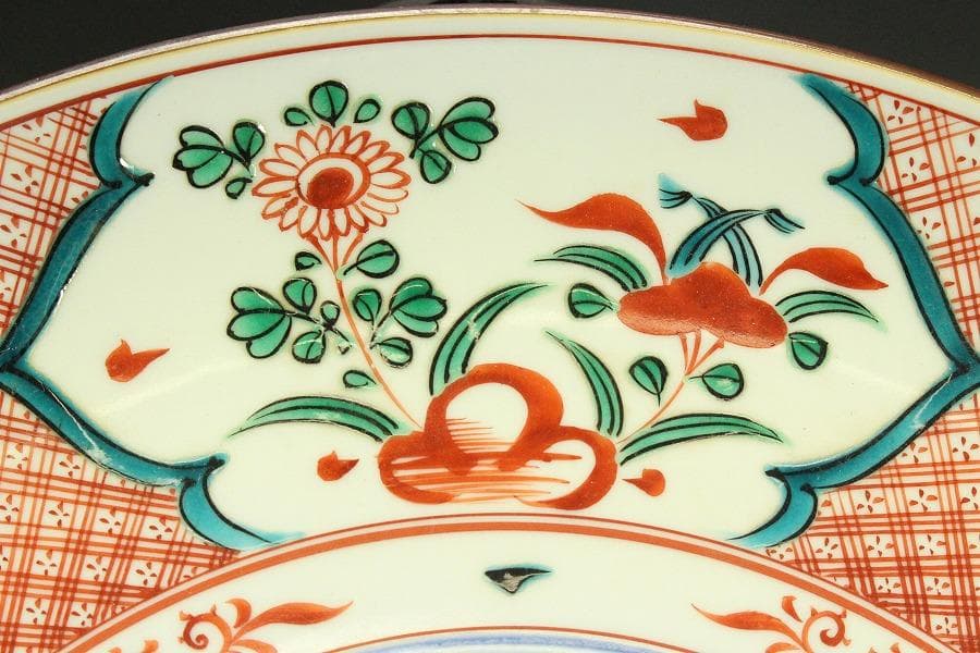 九谷 呉須赤絵 飾皿 φ32.2cm 共箱 作家物 未使用(ZE593)