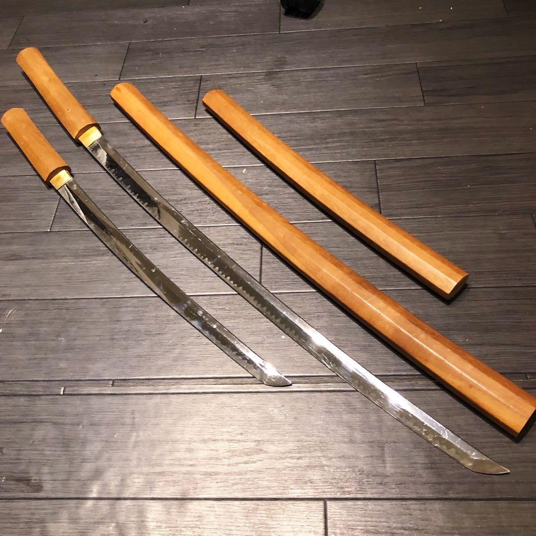 模造刀 白鞘 合金製 大小セット　長脇差　2本　拵え　太刀