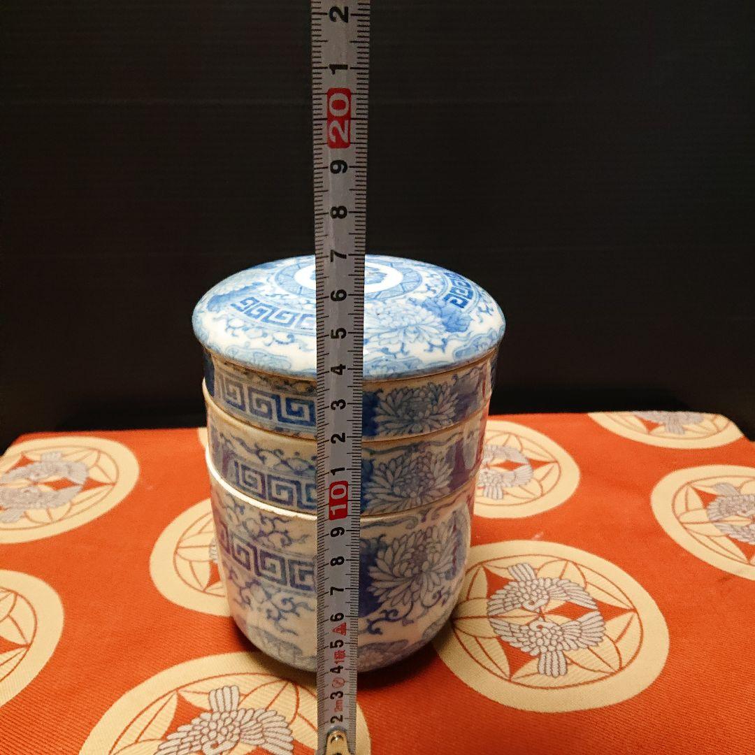 陶器、古美術白磁染付、重箱