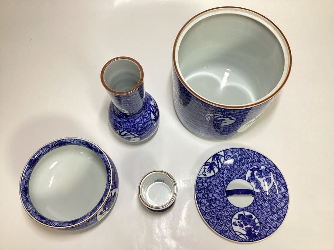 茶道具 古物品 皆具 祥瑞 青海波 四君子 杉田祥平 木箱入