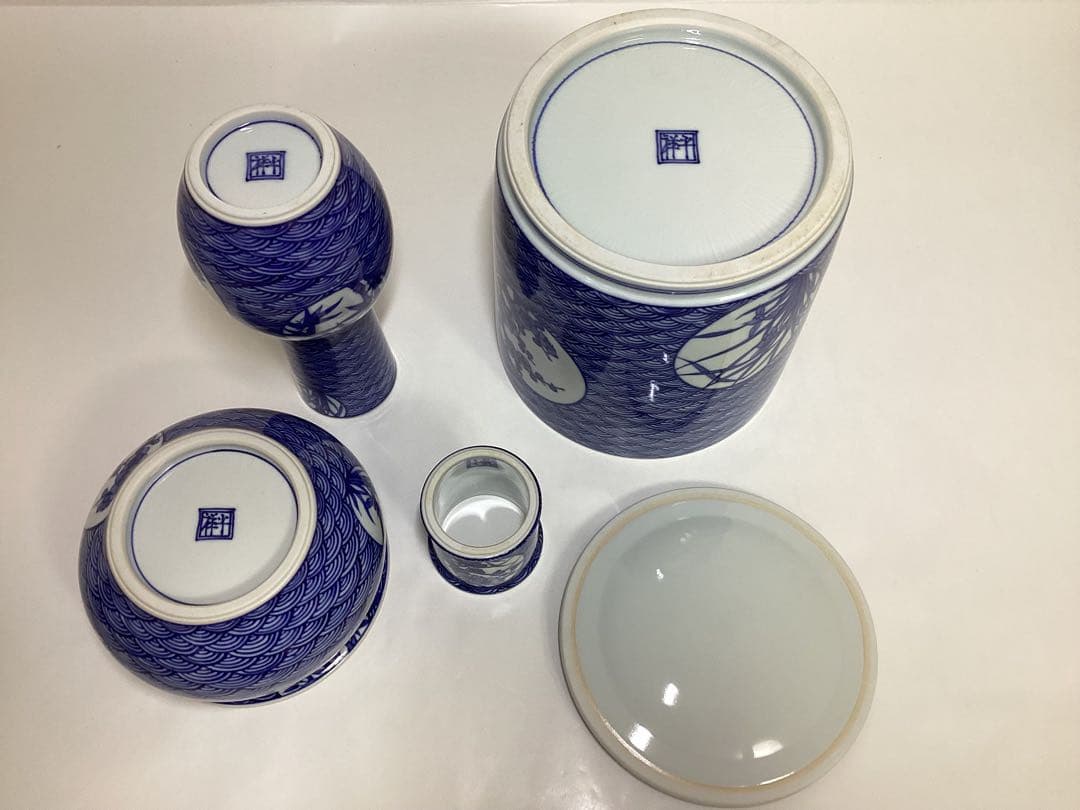 茶道具 古物品 皆具 祥瑞 青海波 四君子 杉田祥平 木箱入