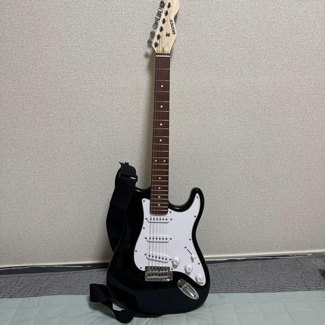 エレキギター 黒 ストラップ付き