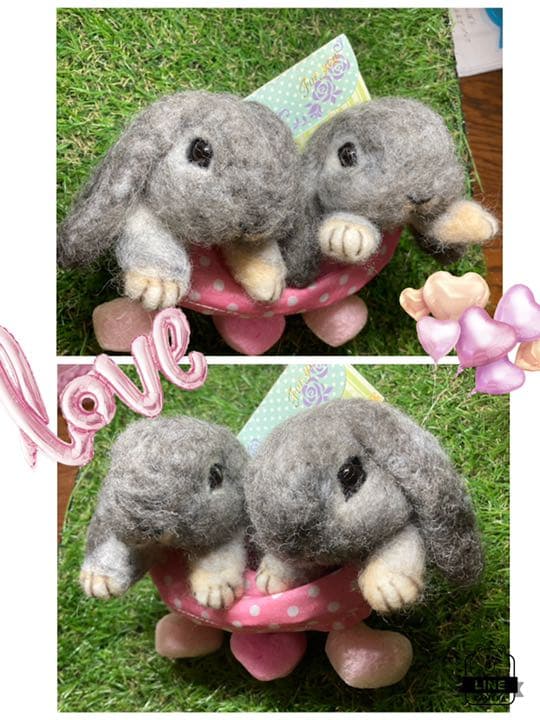 ピンクもも様　うさぎ羊毛フェルトおてて付き