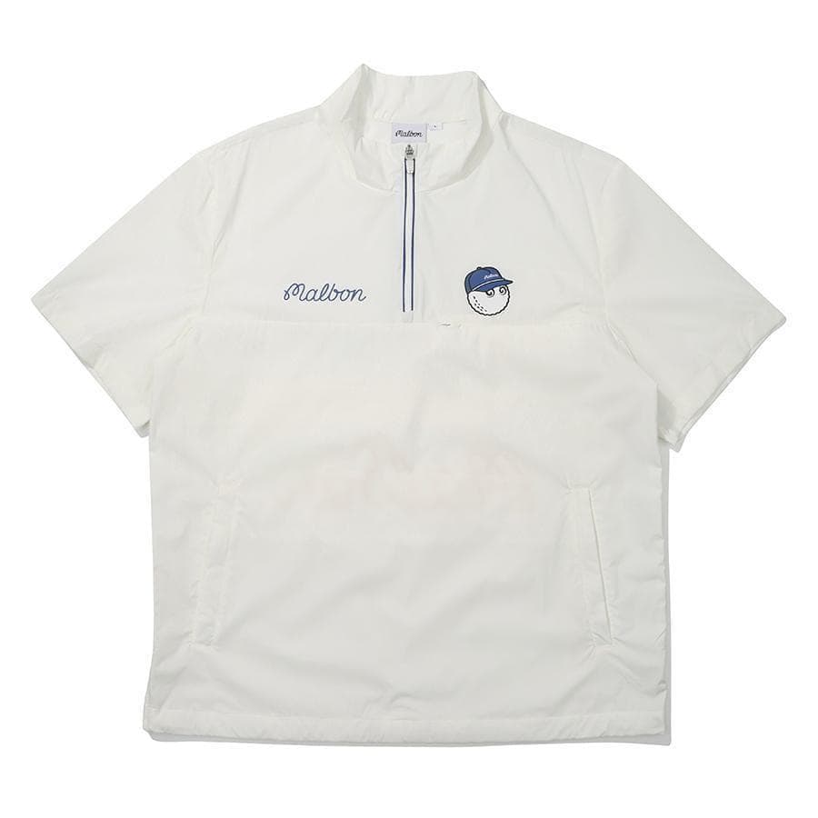 白L マルボンゴルフ ジャケット 半袖 シャツ malbon golf メンズ