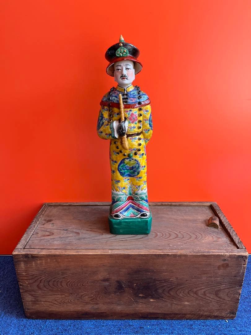 1370  中国 骨董　福建會館  游長子造　十錦 粉彩　漢人　置物　時代物