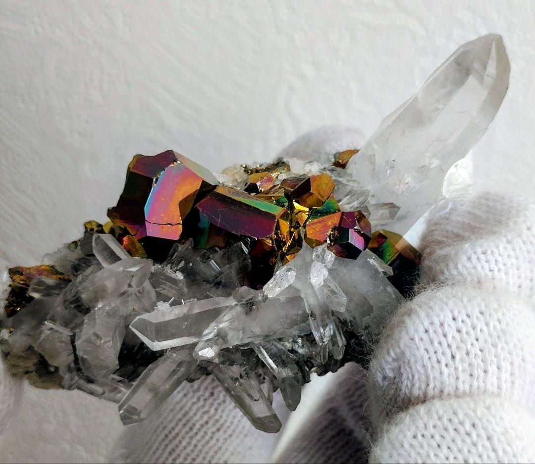 h*g様 【コレクター向】レインボーパイライト 水晶クラスター 共生 インドネシ