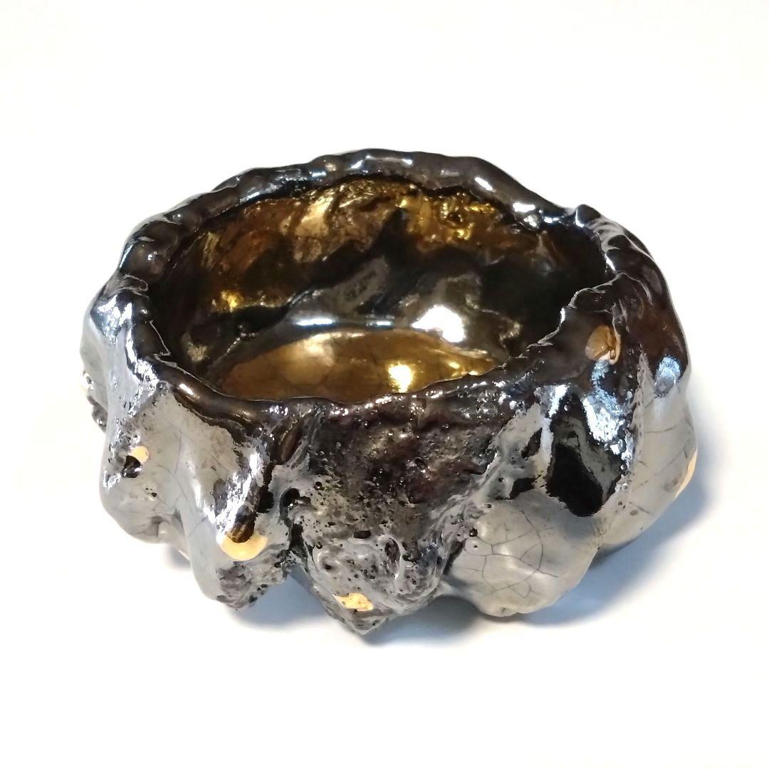 市川透　VANISHING POINT　ぐい呑　金銀　備前　ゴールド　シルバー