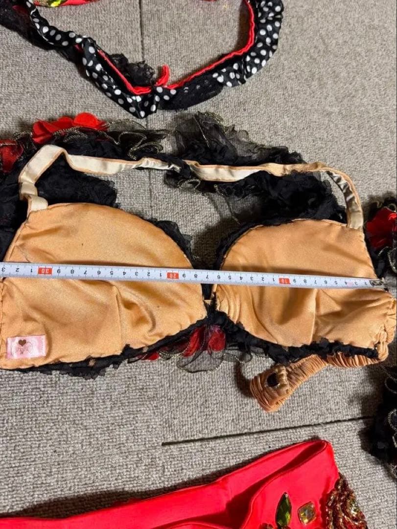 ベリーダンス セットアップ ピンク・黒・白