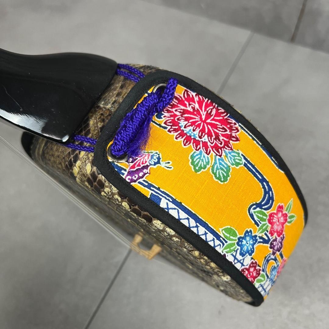 本蛇皮　沖縄三線　強化張り　全長約80cm　セミハードケース　へび　パイソン