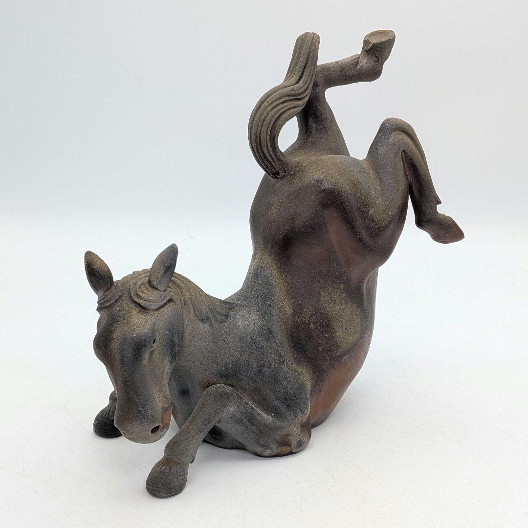 二代目小山一草 備前焼 窯変午置物 共箱 干支置物 午年 ウマ 細工物 縁起物